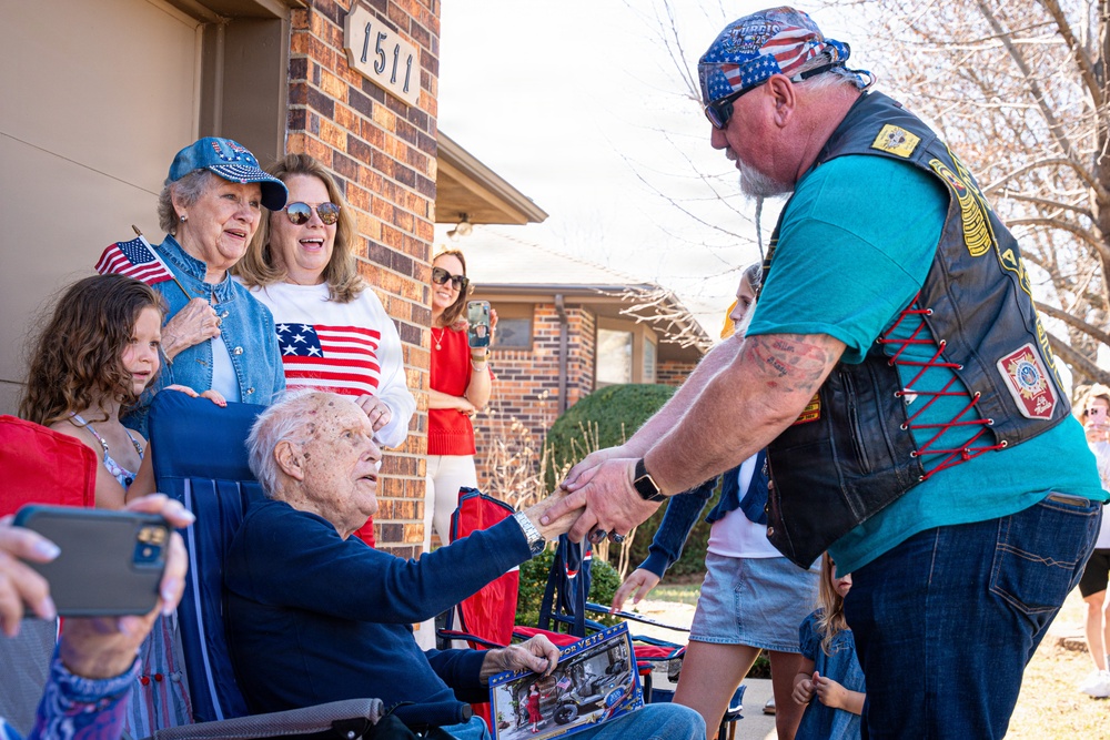 World War II veteran honored with a parade for 102nd birthday