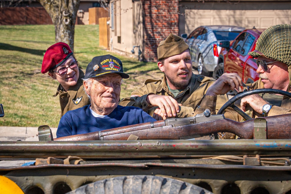World War II veteran honored with a parade for 102nd birthday