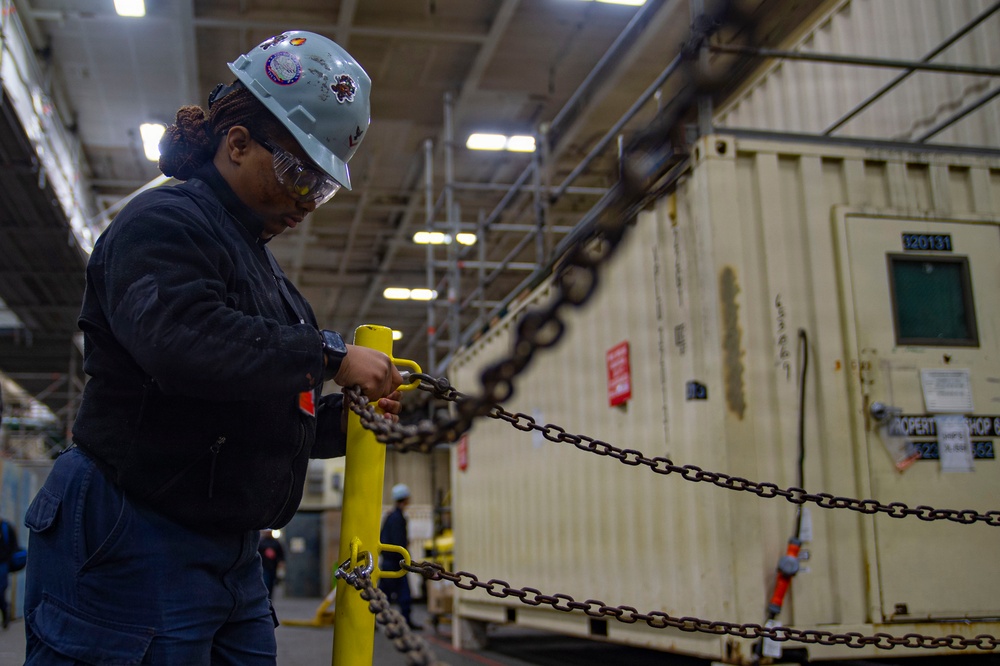 Ronald Reagan Sailors Prepare For Maintenance