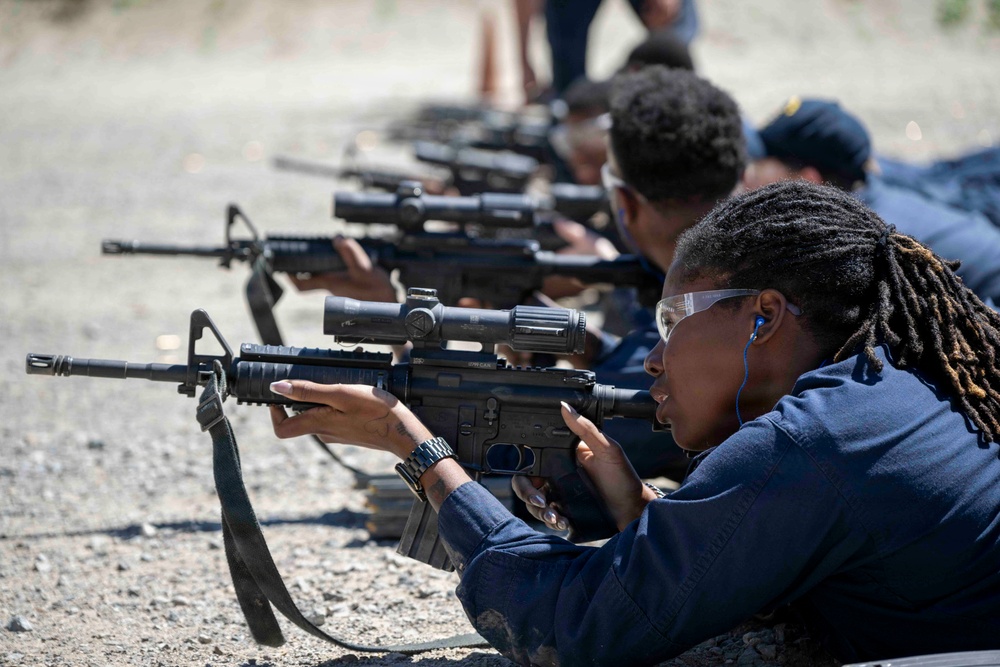 USS America (LHA 6) Sailors Conduct Small Arms Qualification Shoot