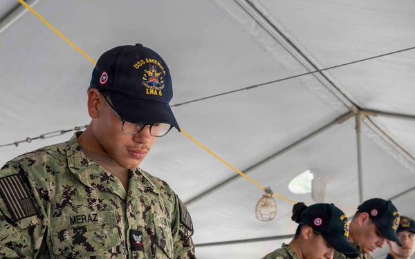 USS America (LHA 6) Sailors Conduct Small Arms Qualification Shoot