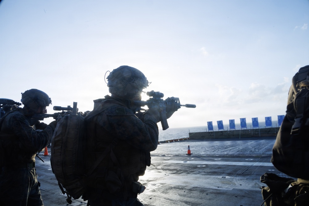 31st MEU | Lima Company conducts live fire deck shoot