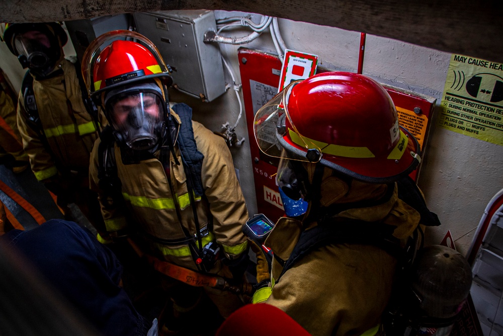 USS Nimitz Conducts Damage Control Drill