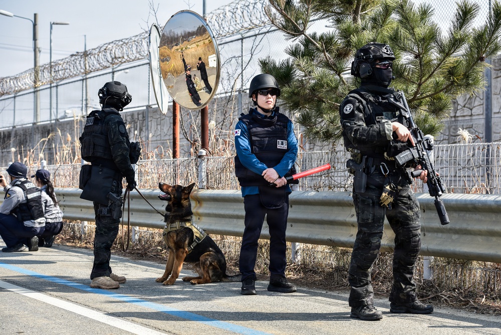 ROK SWAT, U.S Army Garrison Humphrey's personnel conduct joint EOD training