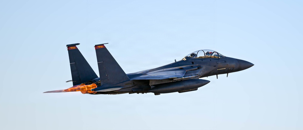 An F-15E Strike Eagle Takes Off for Combat Flight