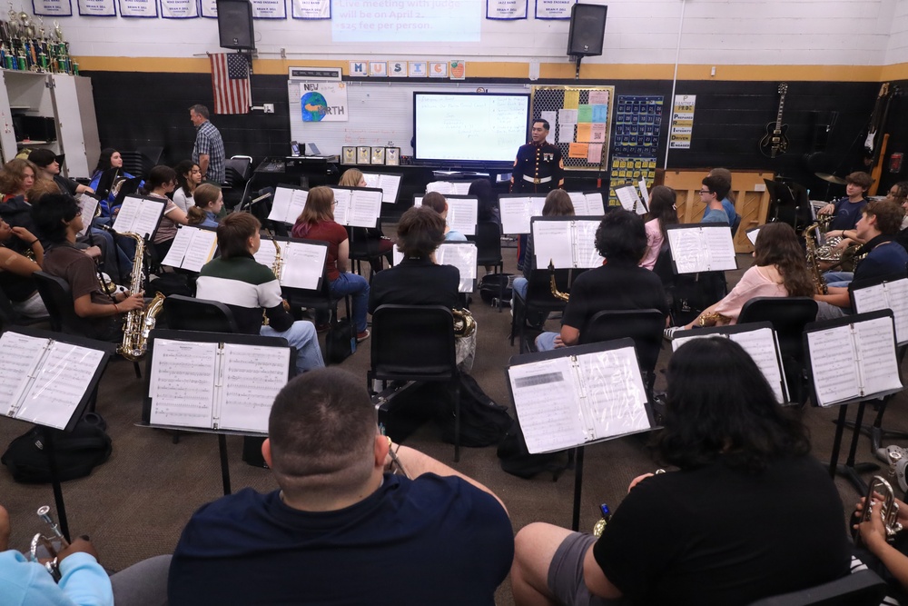 Musician Technical Assistant visits HB Plant High School for a band talk