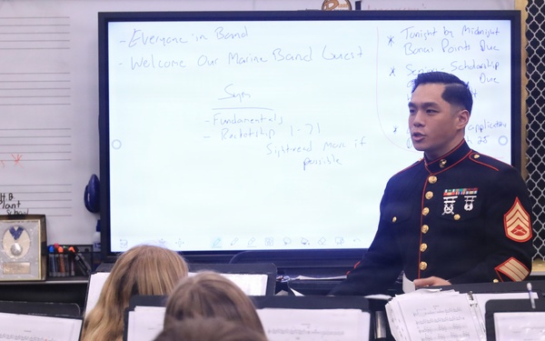 Musician Technical Assistant visits HB Plant High School for a band talk
