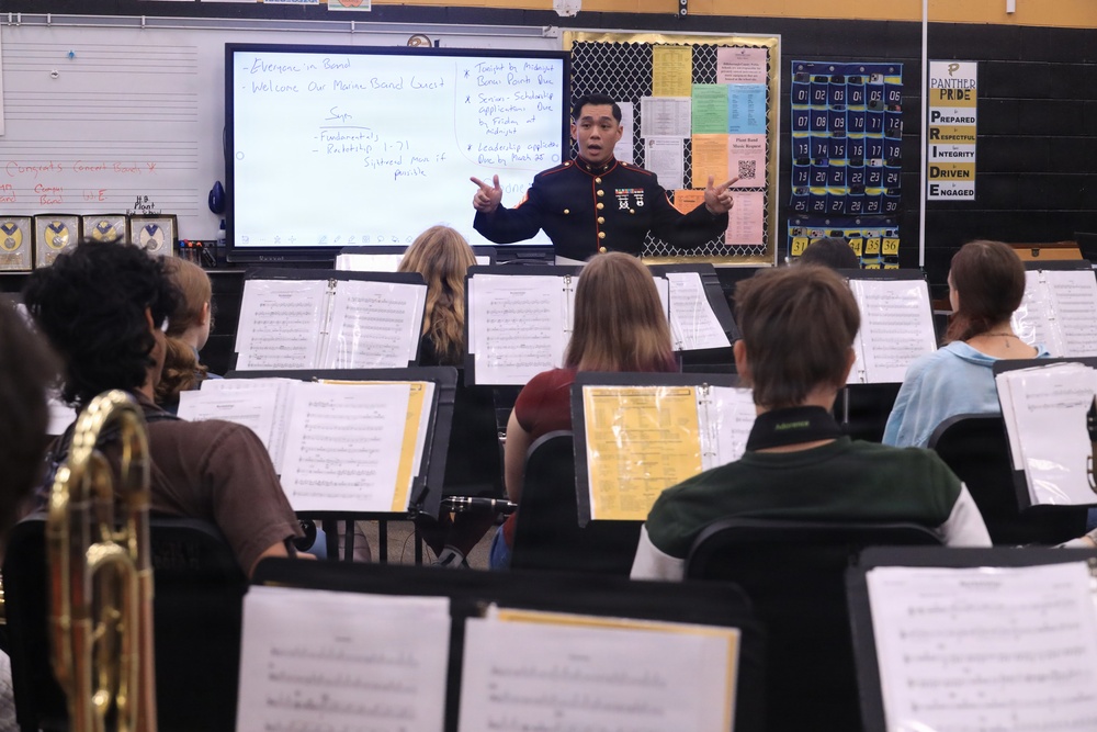 Musician Technical Assistant visits HB Plant High School for a band talk
