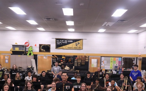 Musician Technical Assistant visits HB Plant High School for a band talk