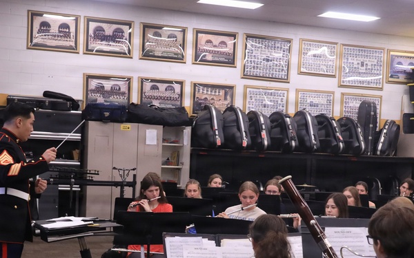 Musician Technical Assistant visits HB Plant High School for a band talk