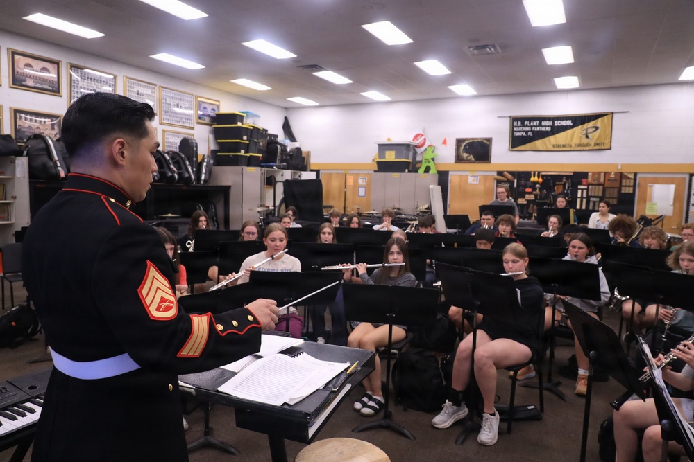Musician Technical Assistant visits HB Plant High School for a band talk