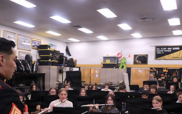 Musician Technical Assistant visits HB Plant High School for a band talk