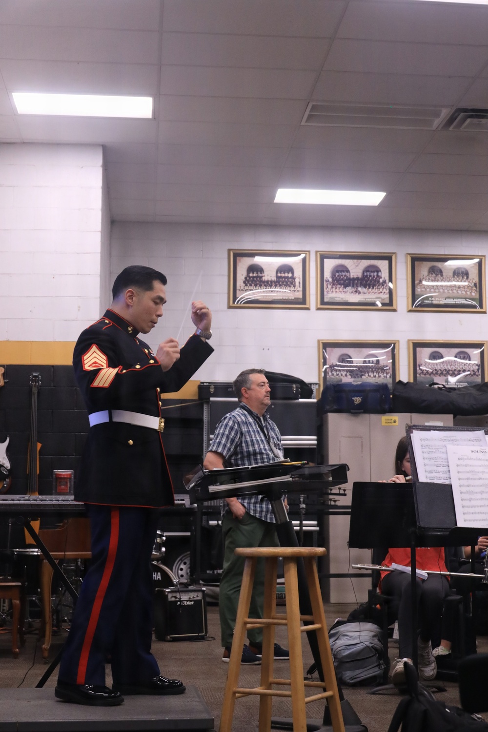 Musician Technical Assistant visits HB Plant High School for a band talk