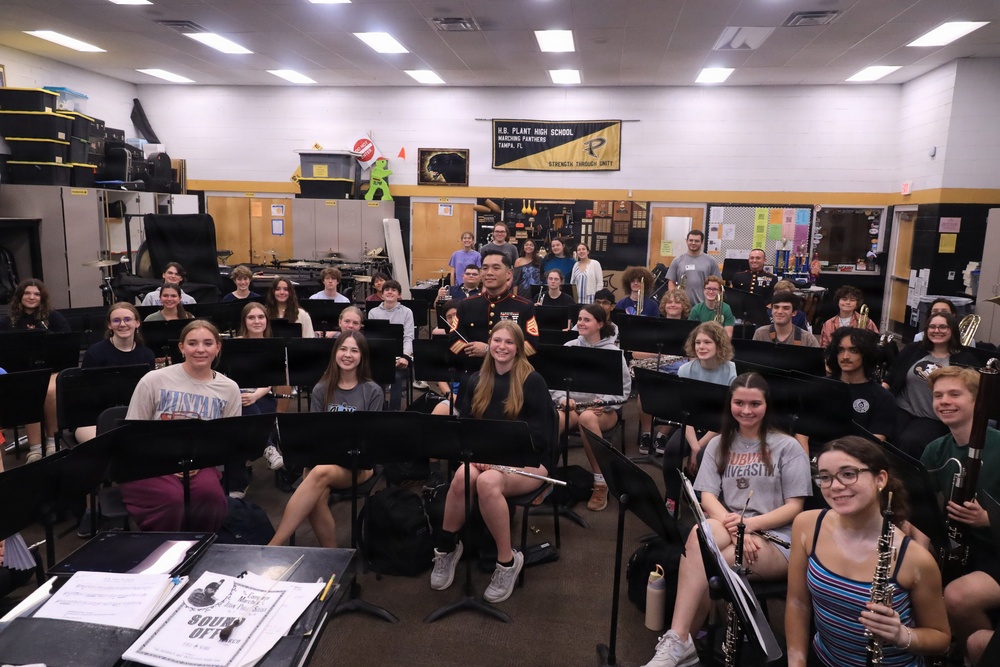 Musician Technical Assistant visits HB Plant High School for a band talk