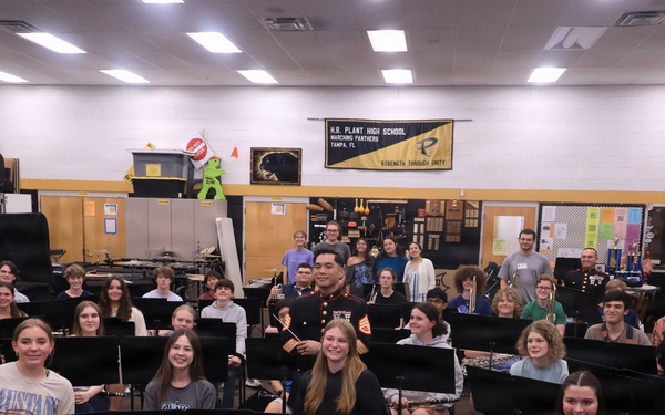 Musician Technical Assistant visits HB Plant High School for a band talk