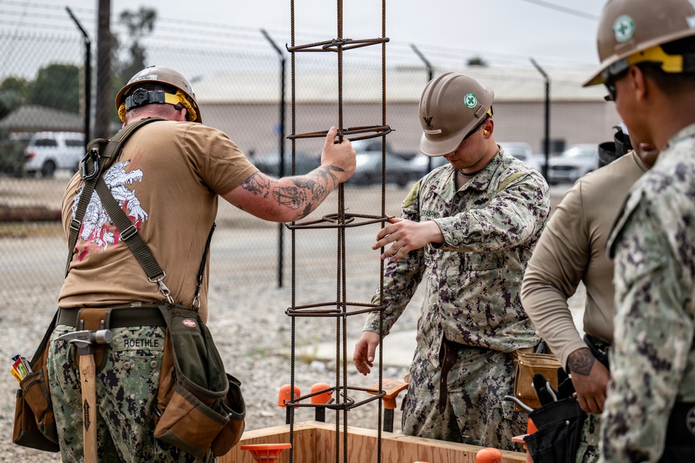 NCTC Seabees Prepare Rebar Forms for Concrete Pour