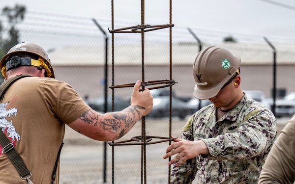 NCTC Seabees Prepare Rebar Forms for Concrete Pour