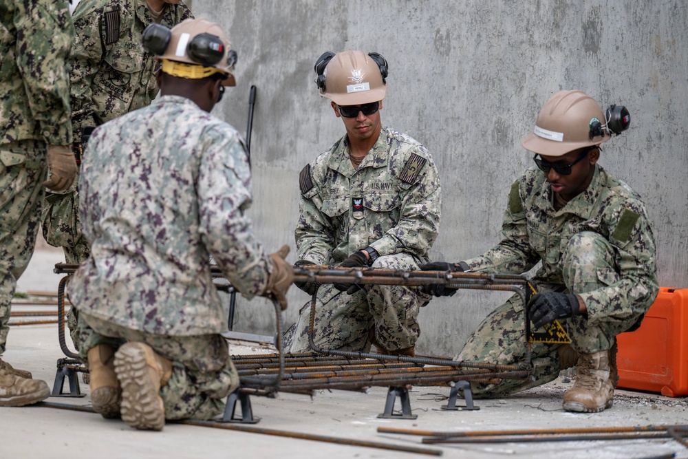 NCTC Seabees Prepare Rebar Forms for Concrete Pour