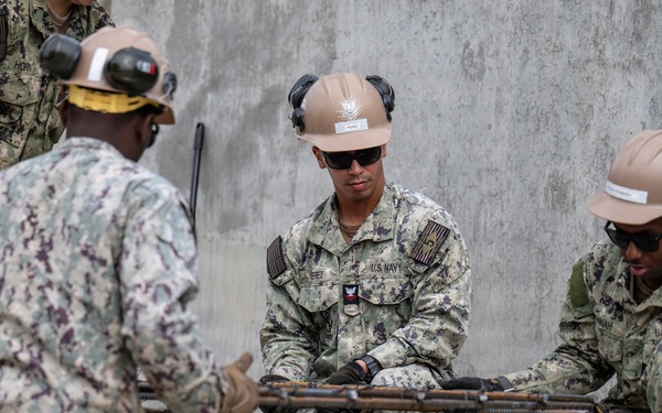 NCTC Seabees Prepare Rebar Forms for Concrete Pour