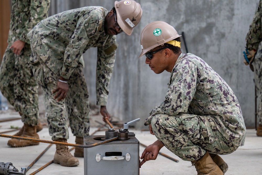 NCTC Seabees Prepare Rebar Forms for Concrete Pour