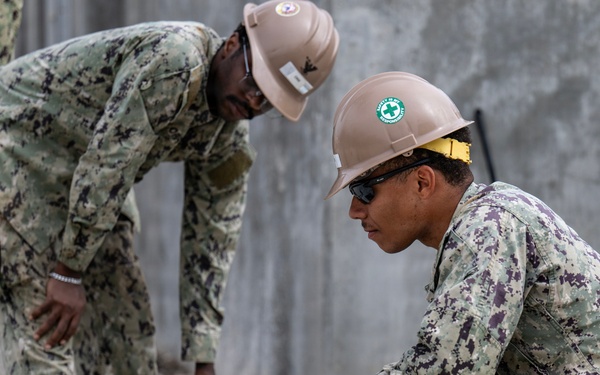 NCTC Seabees Prepare Rebar Forms for Concrete Pour
