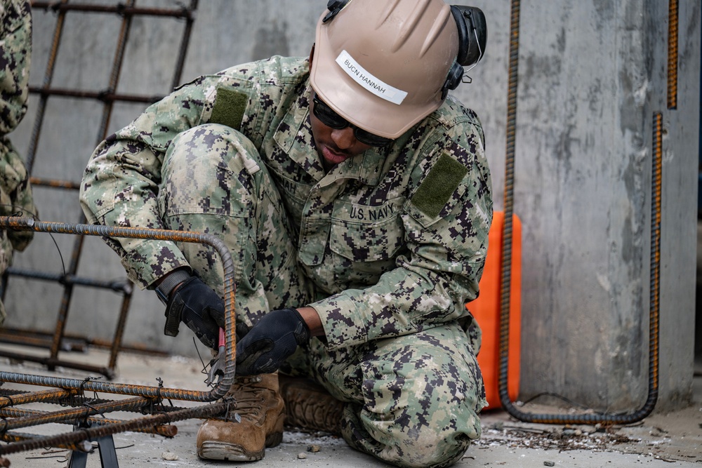 NCTC Seabees Prepare Rebar Forms for Concrete Pour
