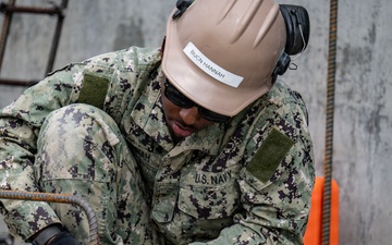 NCTC Seabees Prepare Rebar Forms for Concrete Pour