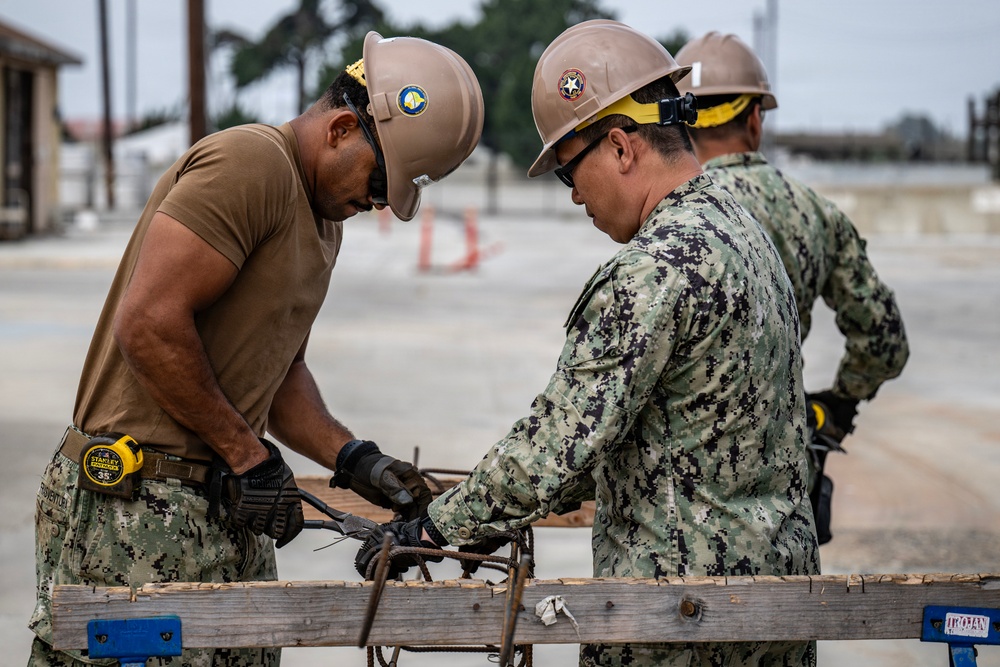 NCTC Seabees Prepare Rebar Forms for Concrete Pour