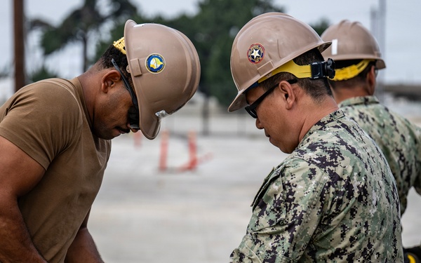 NCTC Seabees Prepare Rebar Forms for Concrete Pour