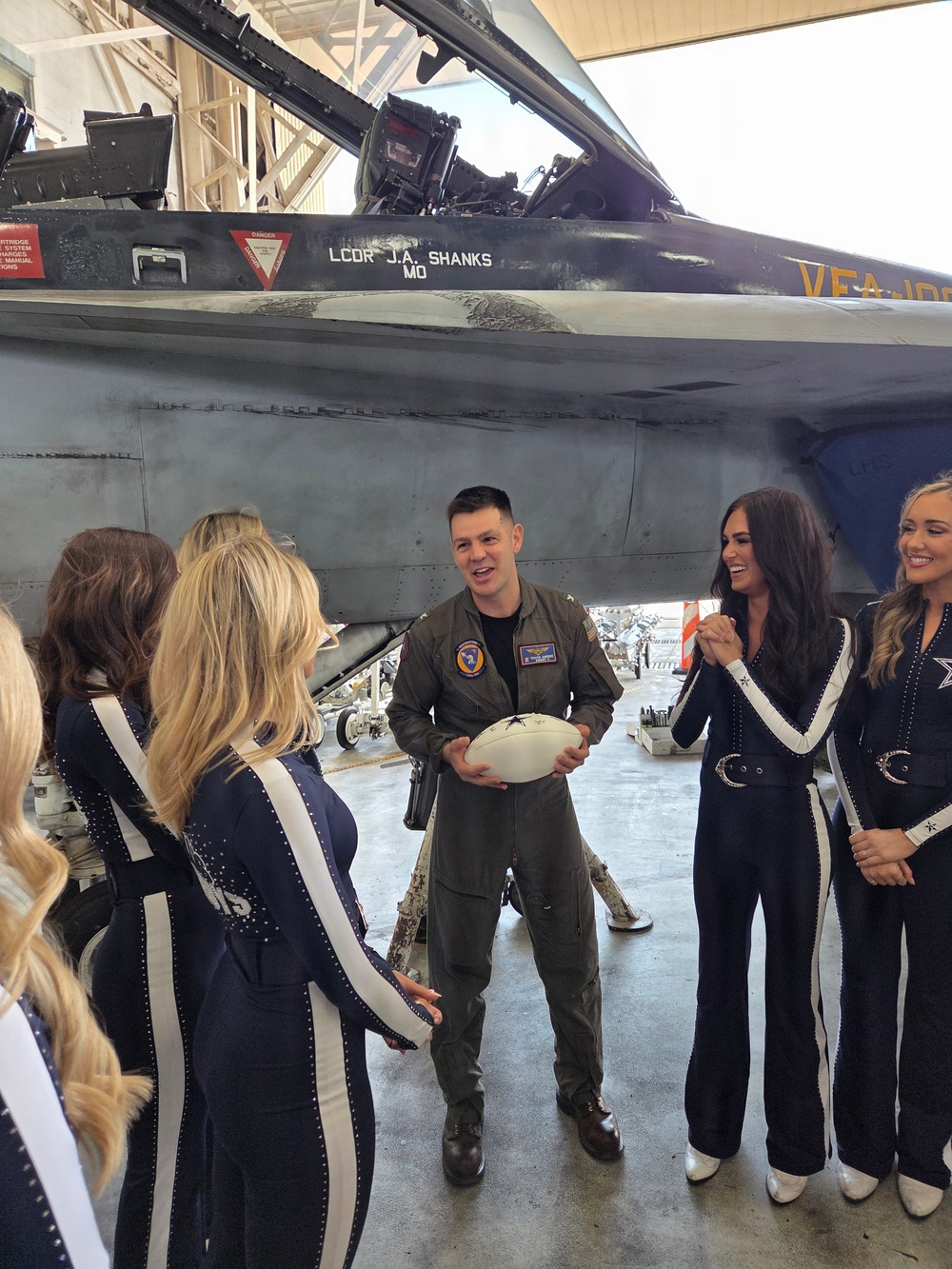 Dallas Cowboys Cheerleaders visit Naval Air Station Oceana and tour Strike Fighter Squadron (VFA) 106