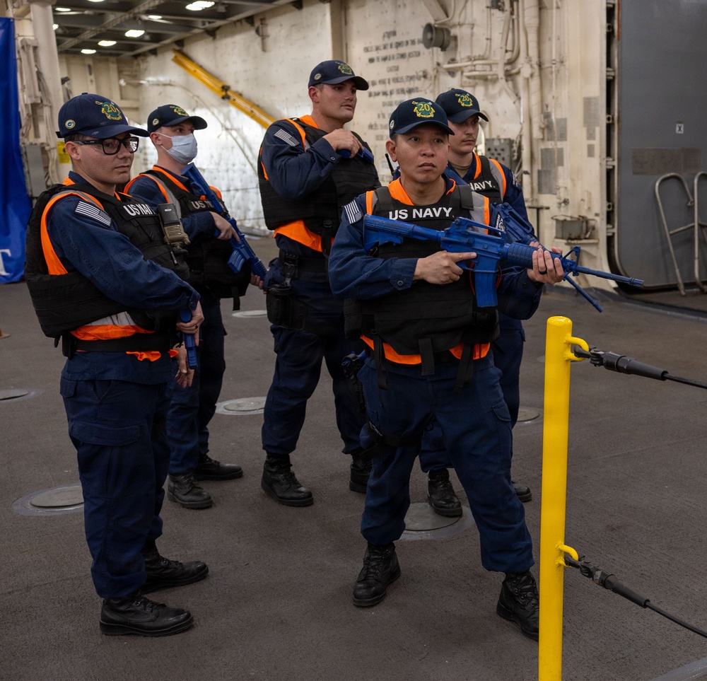 USS Green Bay Crew Conducts Anti-Terrorism Drill Onboard the USS Anchorage