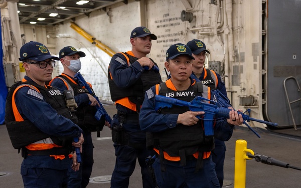 USS Green Bay Crew Conducts Anti-Terrorism Drill Onboard the USS Anchorage