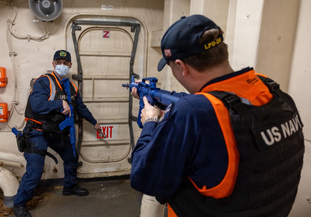 USS Green Bay Crew Conducts Anti-Terrorism Drill Onboard the USS Anchorage