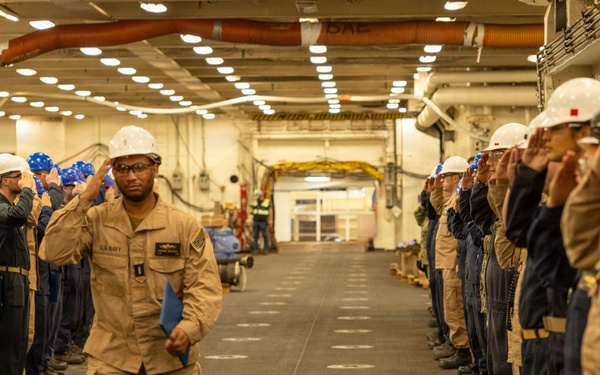 Piping Ashore for Lt. jg. Marcus Melancon
