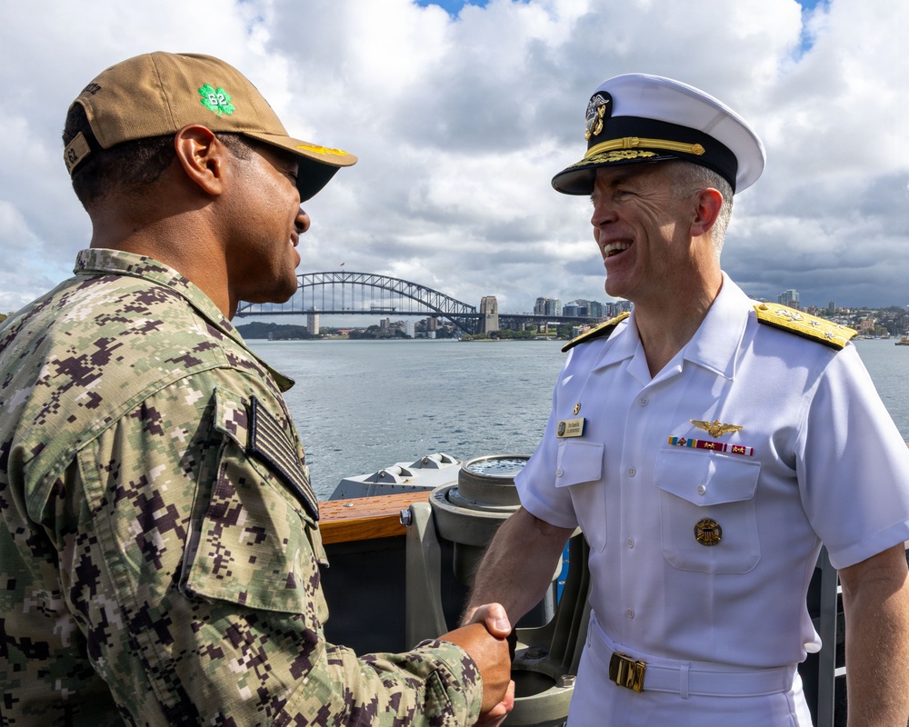 Commander, U.S. 7th Fleet Vice Adm. Pat Hannifin visits USS Fitzgerald during Exercise Kakadu 2026