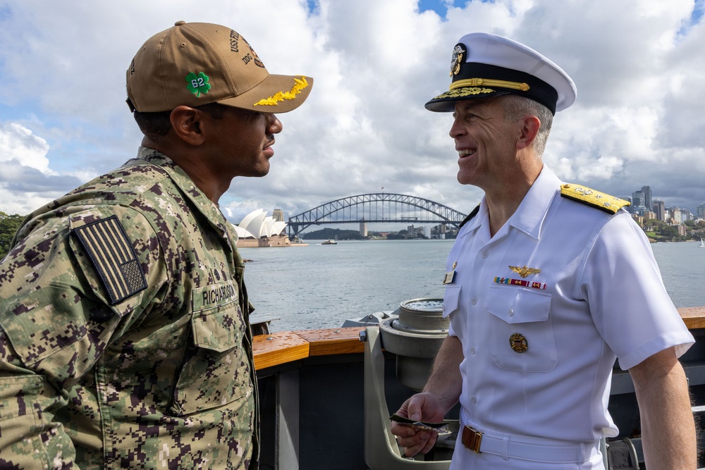Commander, U.S. 7th Fleet Vice Adm. Pat Hannifin visits USS Fitzgerald during Exercise Kakadu 2026