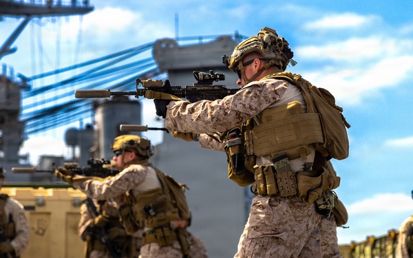 11th MEU Marines, Sailors Conduct TCCC and Patrolling Tactics Training Aboard USS Comstock