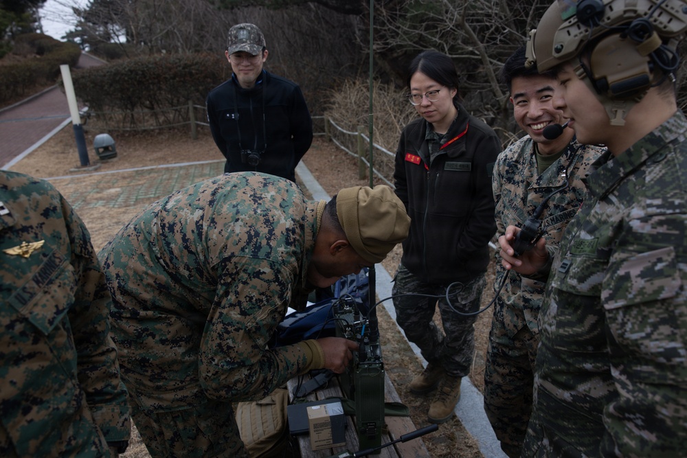 5th Air Naval Gunfire Liaison Company Marines conduct communications site surveys and joint training with Republic of Korea forces