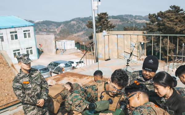 5th Air Naval Gunfire Liaison Company Marines operate communications systems and observe targets during Freedom Shield 26