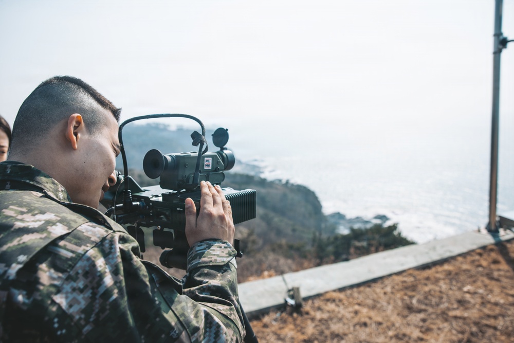 5th Air Naval Gunfire Liaison Company Marines operate communications systems and observe targets during Freedom Shield 26