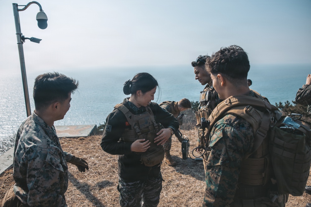 5th Air Naval Gunfire Liaison Company Marines operate communications systems and observe targets during Freedom Shield 26