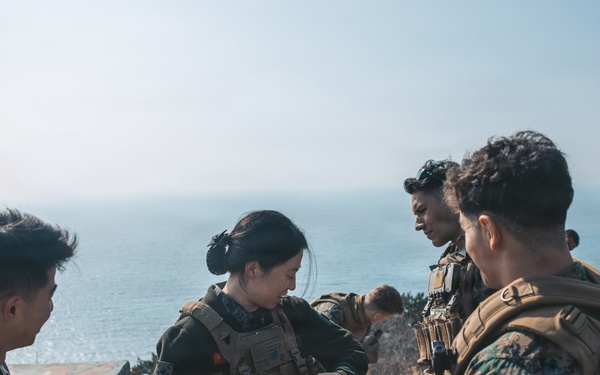 5th Air Naval Gunfire Liaison Company Marines operate communications systems and observe targets during Freedom Shield 26