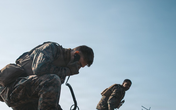 5th Air Naval Gunfire Liaison Company Marines operate communications systems and observe targets during Freedom Shield 26