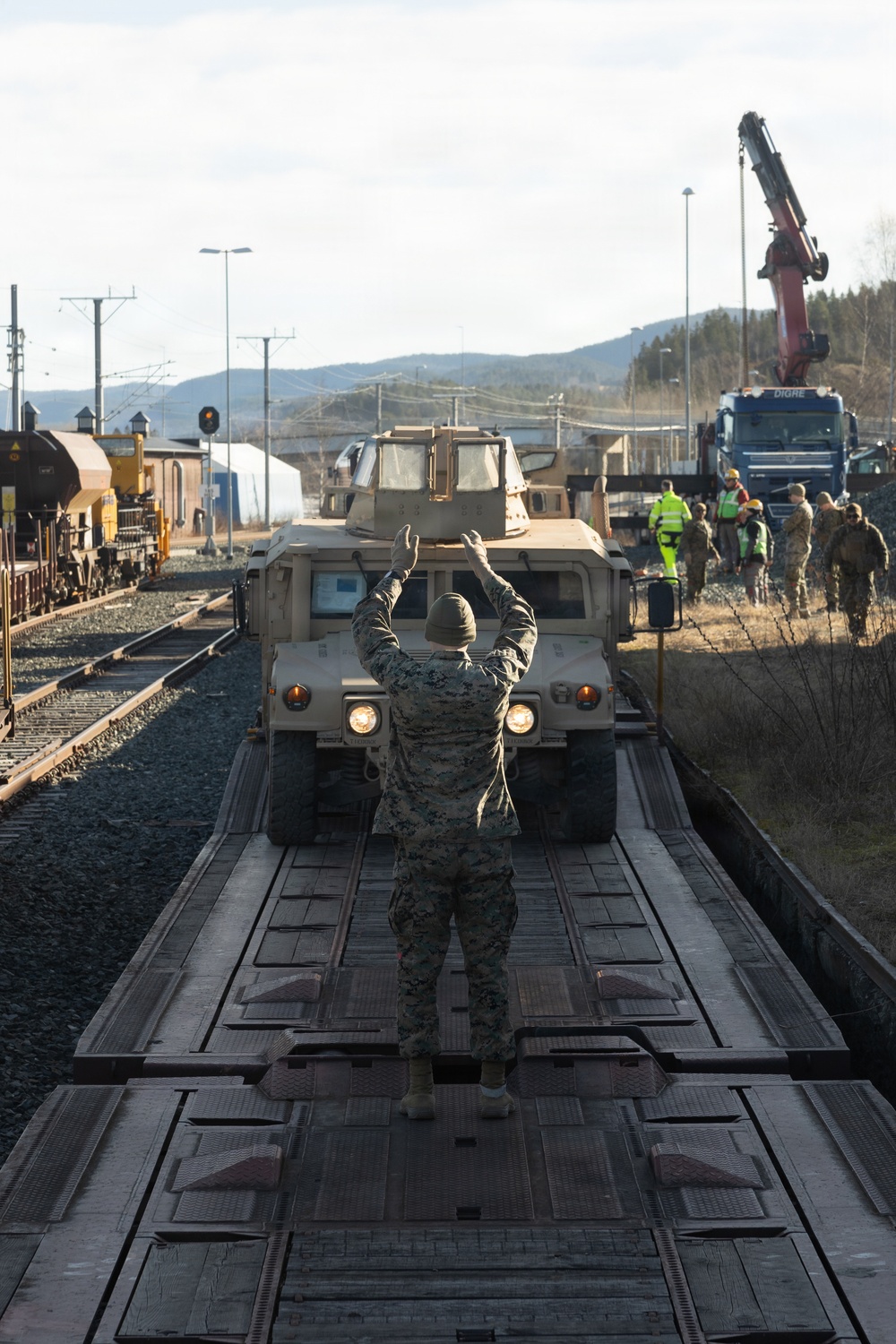 CORE26 | U.S. Marines Offload Ground and Logistical Equipment from a Train after Arctic Exercise