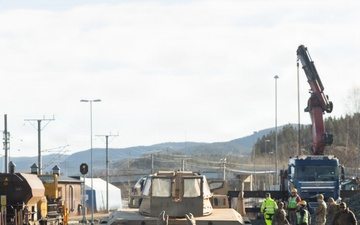CORE26 | U.S. Marines Offload Ground and Logistical Equipment from a Train after Arctic Exercise