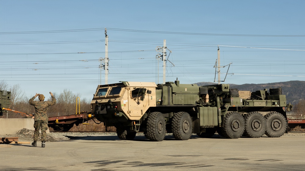 CORE26 | U.S. Marines Offload Ground and Logistical Equipment from a Train after Arctic Exercise