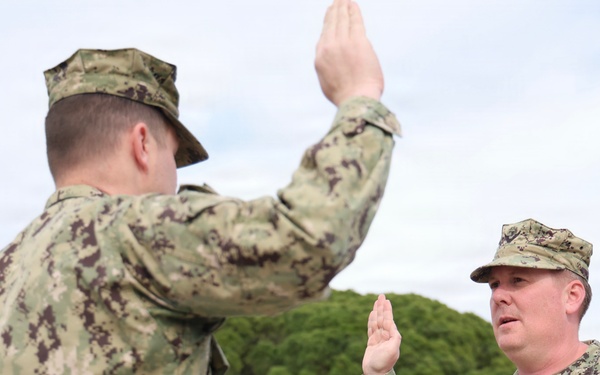 Chief Builder Sean Purnell Reenlists at 22 NCR in Rota
