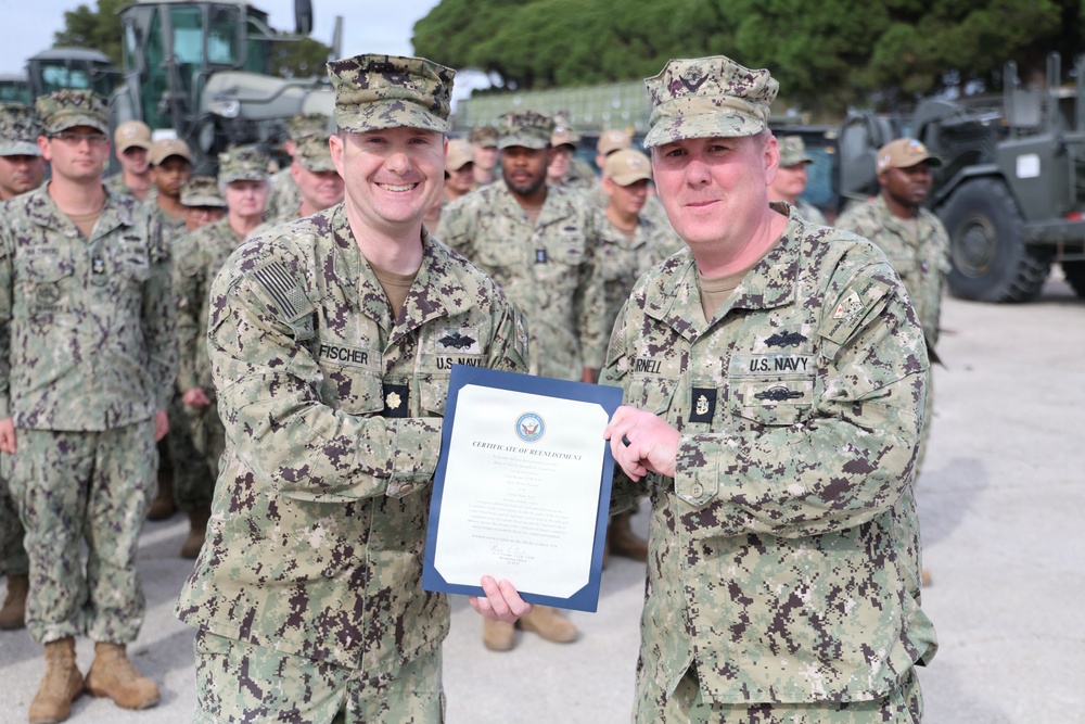 Chief Builder Sean Purnell Reenlists at 22 NCR in Rota