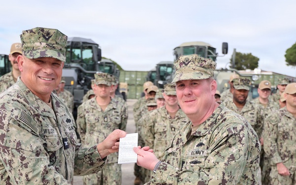 Chief Builder Sean Purnell Reenlists at 22 NCR in Rota