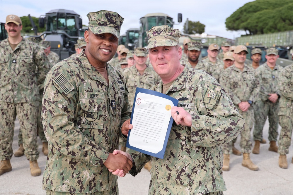 Chief Builder Sean Purnell Reenlists at 22 NCR in Rota
